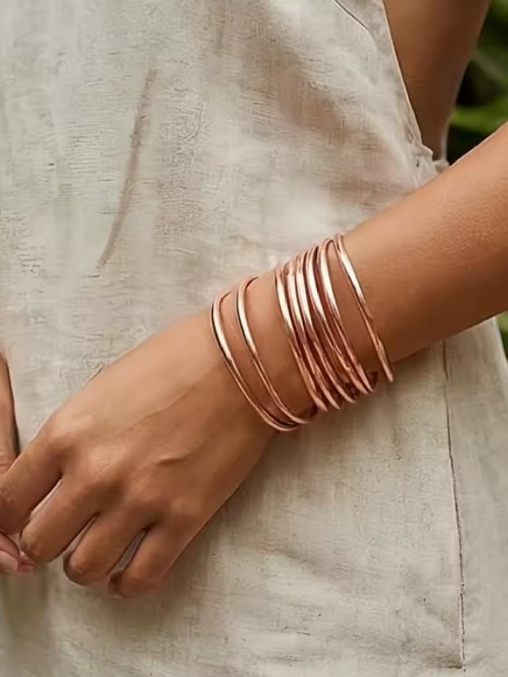 Rose Gold Rhodium Bangle Bracelet Set